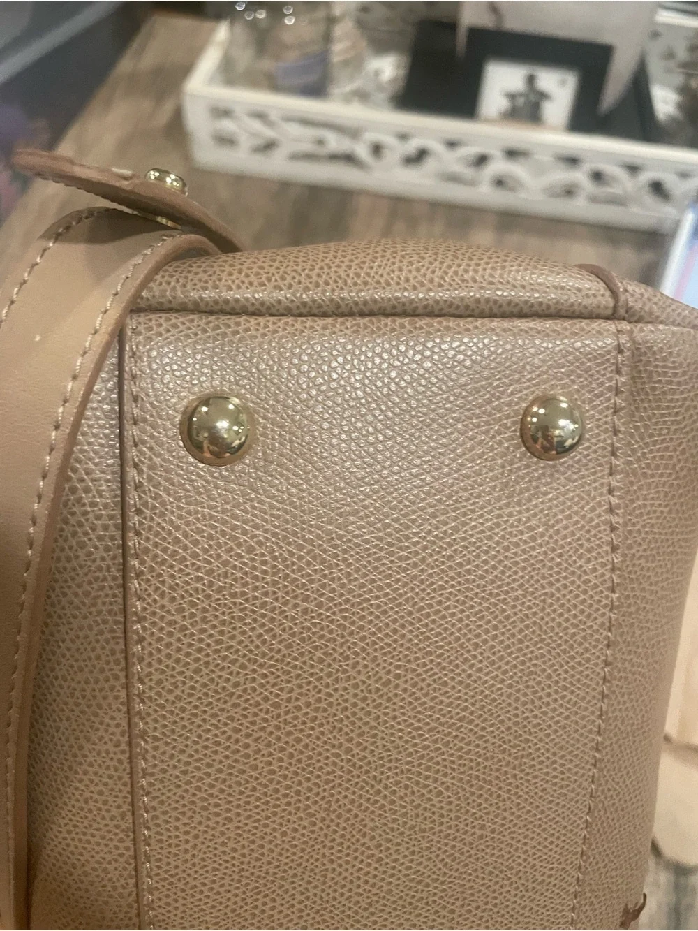 Furla Camel Tan Dome Satchel with Detachable Strap